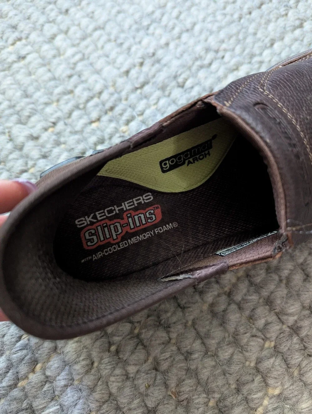 Skechers Men's Brown Slip-On Casual Leather Loafers Sz9